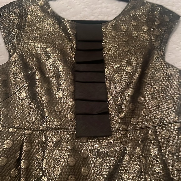 J Crew Collection Gold Metallic Wool Silk Blend Polka Dot Dress - Picture 2 of 4